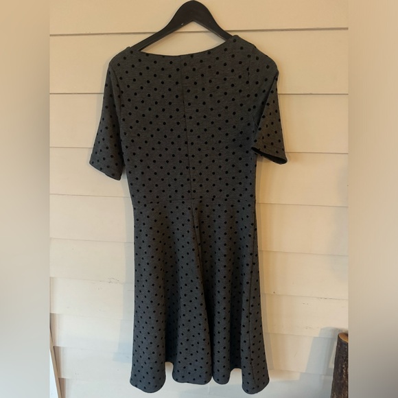 Lands End polka dot grey and black classy midi dress - Picture 4 of 5